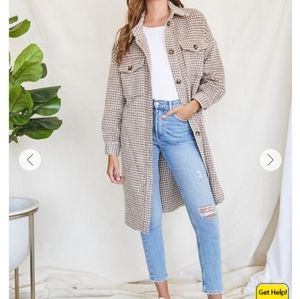 Forever 21 Brushed Houndstooth Longline Coat